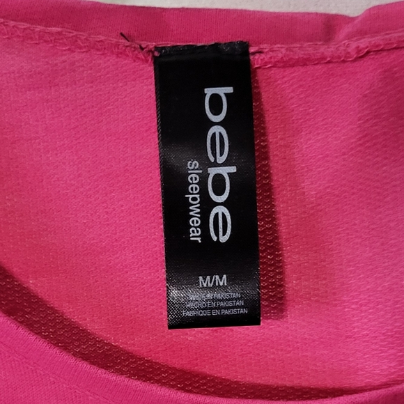 Bebe Women's NWT Fuchsia Pink 2pc Lightweight Pajama Top & Pants Set Size Medium - Picture 3 of 14